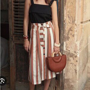 Jupe Amandine skirt Ecru Rust Coffee zstripes